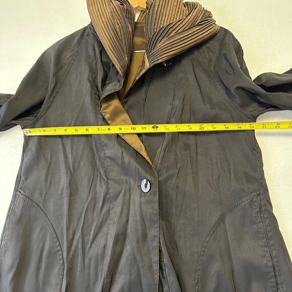 Mycra Pac Donatella Jacket Women S 6/8 Brown Black Reversible Coat Pleated Hood - Picture 9 of 10